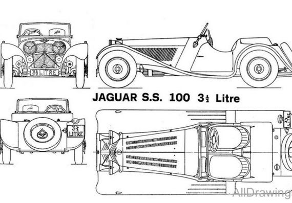 Jaguar S.S. 100 (Ягуар С.С. 100) - чертежи (рисунки) автомобиля